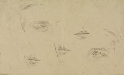 Estudios de ojos y bocas, página de un cuaderno de bocetos de Glyn Warren Philpot