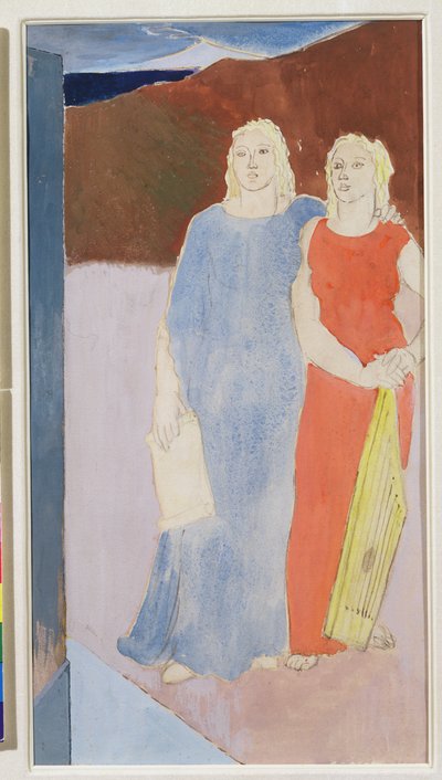 Dos musas en la tumba de un poeta, 1937 de Glyn Warren Philpot