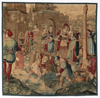 Primavera: escena de pesca del conjunto de las cuatro estaciones, finales del siglo XVII - principios del siglo XVIII de Gobelins