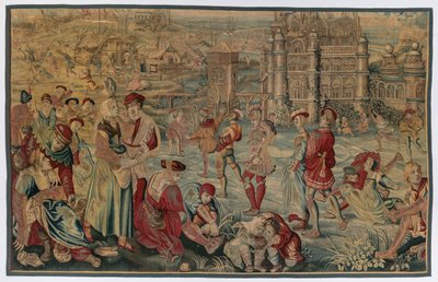 Invierno: Escena de Patinaje del Conjunto de las Cuatro Estaciones, finales del 1600 - principios del 1700 de Gobelins