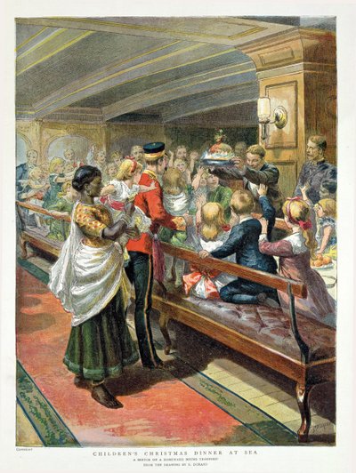 Cena de Navidad para niños en el mar del Número Gráfico de Navidad de Godefroy Durand