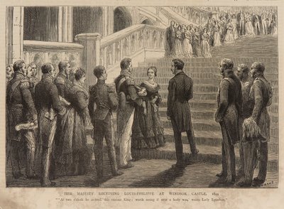 La reina Victoria recibe al rey Luis Felipe en el castillo de Windsor de Godefroy Durand