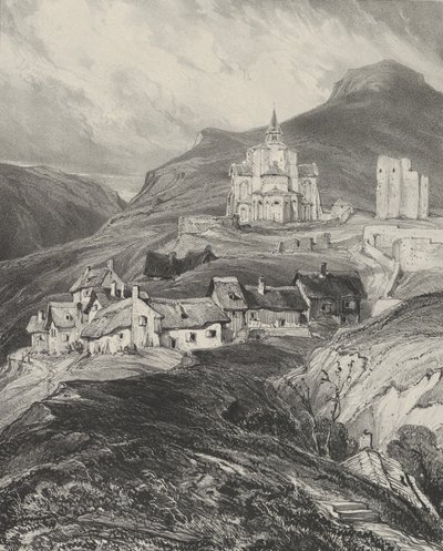 Ábside exterior de la iglesia de Saint-Nectaire, 1831 de Godefroy Engelmann