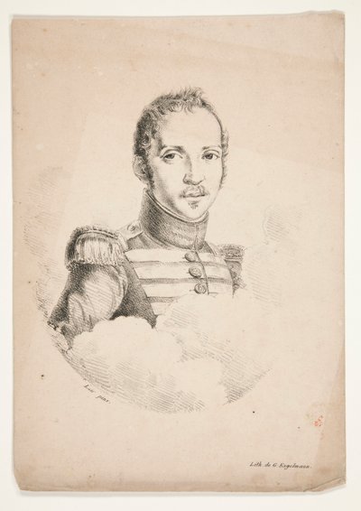 Desconocida (Retrato de longitud de busto de una soldado) de Godefroy Engelmann