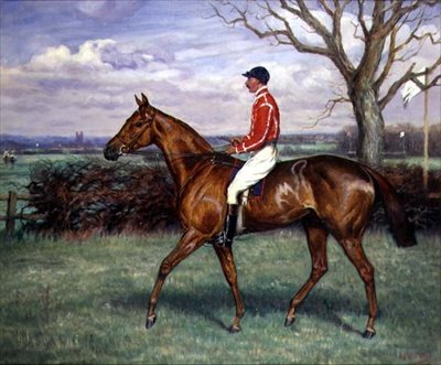 Un cazador de obstáculos con jinete de Godfrey Douglas Giles