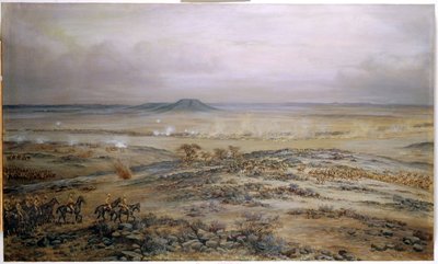 El Ataque a la Fuerza de Cronje en Vedute Drift cerca de Paardeberg, 1900 de Godfrey Douglas Giles