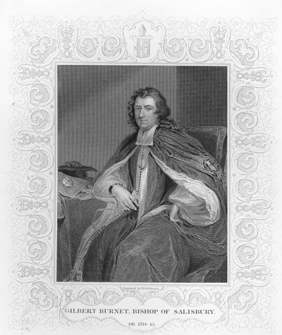 Gilbert Burnet, Obispo de Salisbury, grabado por H. Robinson de Godfrey Kneller