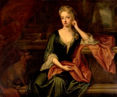 Dama con un perro y un loro, siglo XVII de Godfrey Kneller