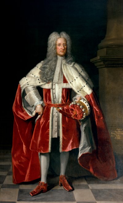 Retrato de Henry, 1er Vizconde St. John (1652-1742) en sus ropas de coronación, 1727 de Godfrey Kneller