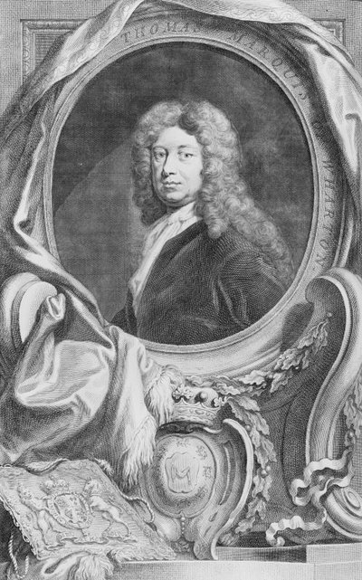 Retrato de Thomas Marqués de Wharton (1648-1715), grabado por Jacob Houbraken (1698-1780), publicado por P. Knanton, 1744 de Godfrey Kneller