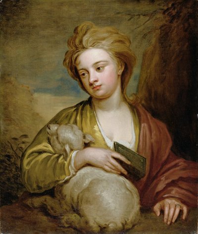 Retrato de una mujer como Santa Inés, tradicionalmente identificada como Catherine Voss, c.1705-10 de Godfrey Kneller