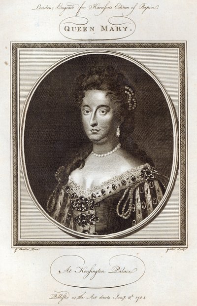 La Reina María en el Palacio de Kensington, grabado para la Edición de Rapin de Harrison, publicado el 8 de enero de 1785 de Godfrey Kneller