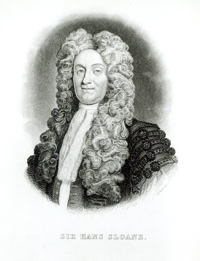 Sir Hans Sloane (1660-1753) grabado por William Home Lizars para las memorias de Sloane en la Biblioteca del Naturalista de Jardine, c.1833-45 de Godfrey Kneller