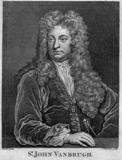 Sir John Vanbrugh, grabado por Thomas Chambars de Godfrey Kneller