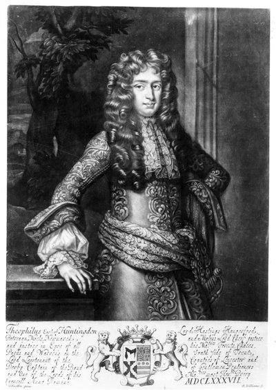 Teófilo Hastings, séptimo conde de Huntingdon (mezzotinta) de Godfrey Kneller