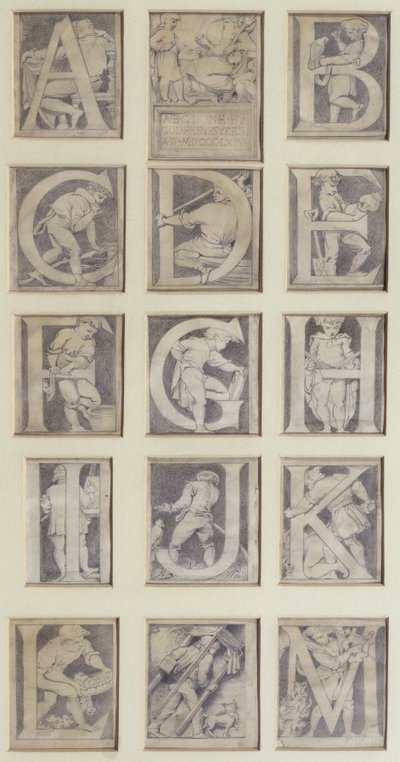 A-M, diseño para trece letras del Alfabeto para el Museo de South Kensington, 1864 de Godfrey Sykes