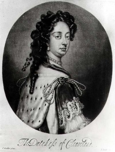 Retrato de Barbara Villiers, duquesa de Cleveland (1641-1709) grabado por J. Smith de Godfrey after Kneller
