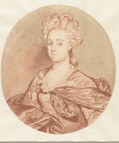 Retrato de una mujer desconocida, en óvalo de Godfried Schalcken