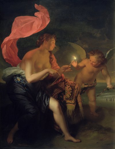 Venus dando una flecha ardiente a Cupido de Godfried Schalcken