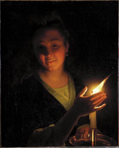 Mujer con una luz de Godfried Schalcken