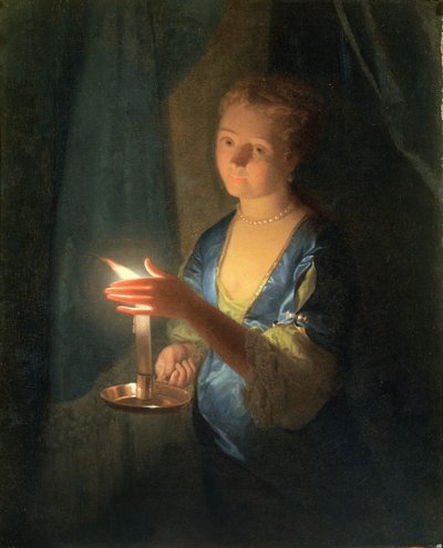 Una Dama sosteniendo una Vela de Godfried Schalcken