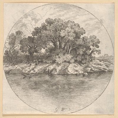 Paisaje con árboles junto al agua de Goffredo Wals