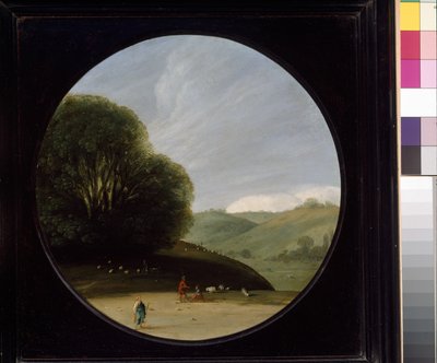 Paisaje con figuras pastoriles, c. 1615 - 1638 (óleo sobre cobre) de Goffredo Wals