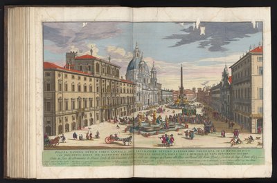 Plaza Navona de Roma Prospecto del Palacio Papal en el Quirinale conocido como Monte Cavallo (título sobre objeto) de Gommarus Wouters