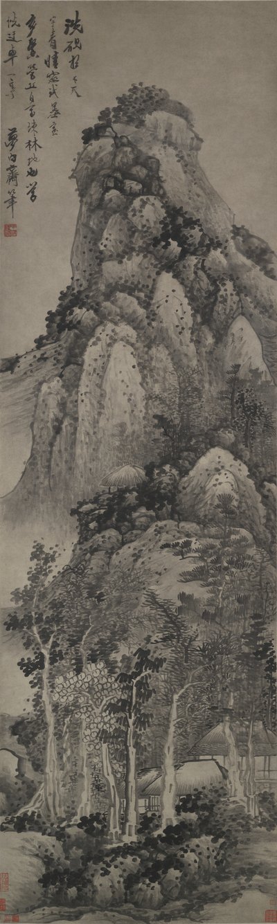 Un Pabellón Elevado, Pergamino Colgante de Gong Xian