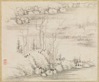 Paisajes y árboles, ca. 1679 de Gong Xian