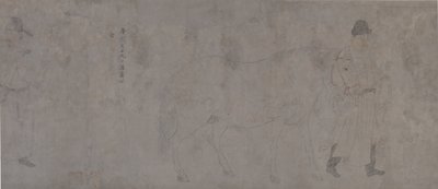 Detalle de Five Tribute Horses (tinta y color sobre papel) de Gonglin Li