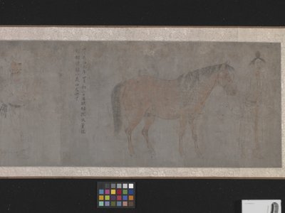 Five Tribute Horses (tinta y color sobre papel) de Gonglin Li
