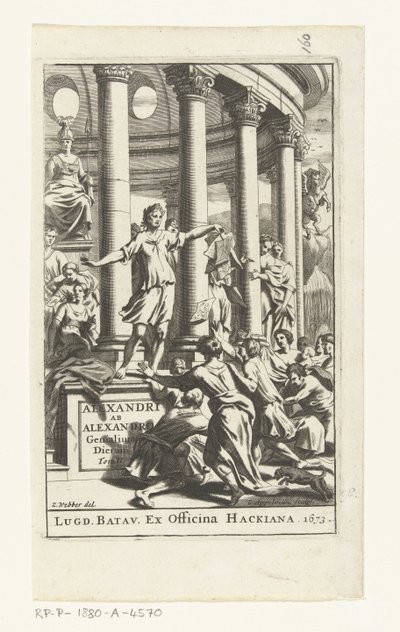 Titelpagina voor Alexander ab Alexander, Genialium dierum, deel 2, 1673 de Gonsales Appelmans (attributed to)