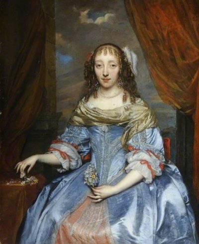 Dama con vestido de raso azul de Gonzales Coques