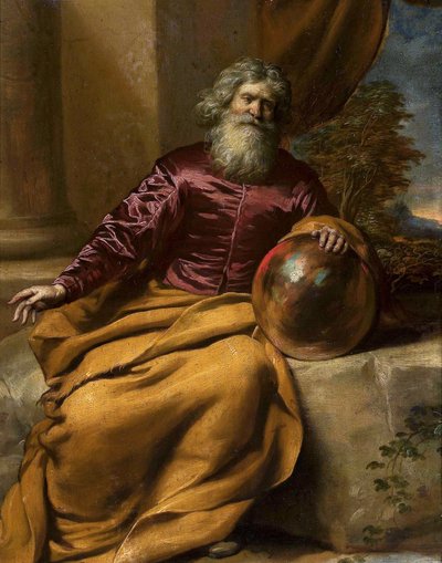 Anciano con una esfera (¿Arquímedes) de Gonzales Coques