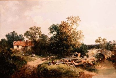 Niños junto a un Arroyo de Gordon Arthur Meadows