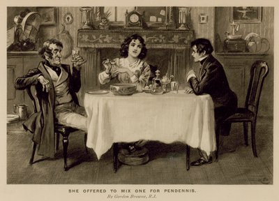 Ilustración para La Historia de Pendennis de Thackeray (litografía) de Gordon Frederick (after) Browne
