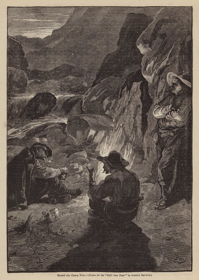 Alrededor del fuego del campamento (litografía) de Gordon Frederick (after) Browne