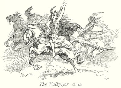 El Valkyrjor (litografía) de Gordon Frederick (after) Browne