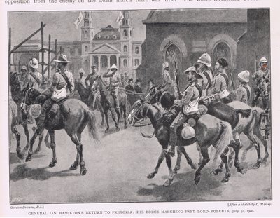 El regreso del General Ian Hamilton a Pretoria: su fuerza desfilando frente a Lord Roberts 30 de julio de 1900 de Gordon Frederick Browne