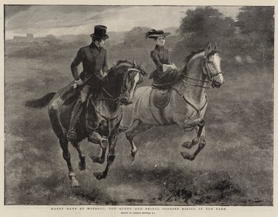 Días felices en Windsor, la Reina y el Príncipe Consorte cabalgando en el parque de Gordon Frederick Browne