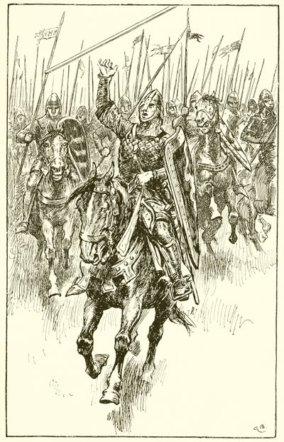 Normandos cargando en la Batalla de Hastings de Gordon Frederick Browne