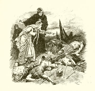 La reina Edith encontrando el cuerpo de Harold después de la Batalla de Hastings de Gordon Frederick Browne