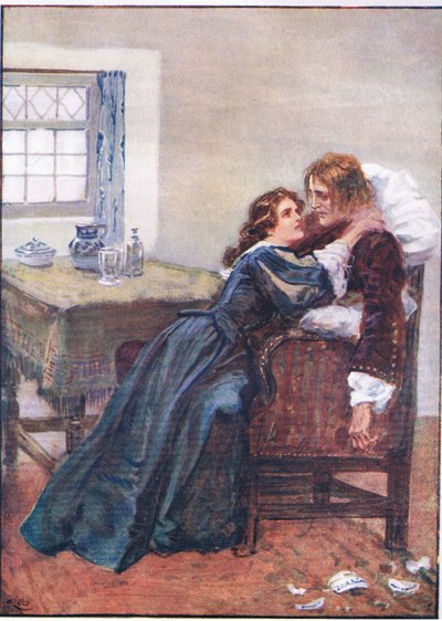 Ella logró meterse en mis brazos, aunque no podían sostenerme, de Lorna Doone pub. por W & R Chambers Ltd, 1921 de Gordon Frederick Browne