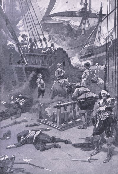 La batalla de Camperdown 29-31 de julio de 1653, ilustración de British Battles on Land and Sea, 1915 de Gordon Frederick Browne