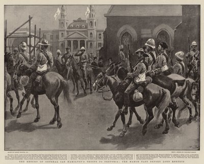El regreso de las tropas del General Ian Hamilton a Pretoria, el desfile ante Lord Roberts de Gordon Frederick Browne