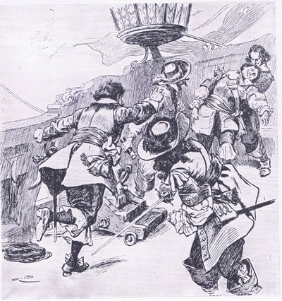 La muerte de Von Tromp 31 de julio de 1653, ilustración de British Battles on Land and Sea, 1915 de Gordon Frederick Browne