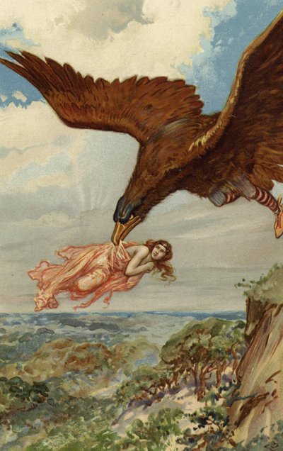 Thjassi, el gigante, en su plumaje de águila voló y se llevó a Iduna de Gordon Frederick Browne