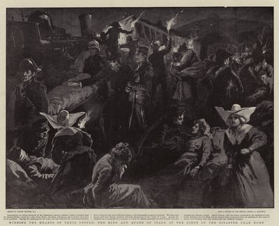 Ganando los Corazones de su Pueblo, el Rey y la Reina de Italia en la Escena del Desastre cerca de Roma de Gordon Frederick Browne