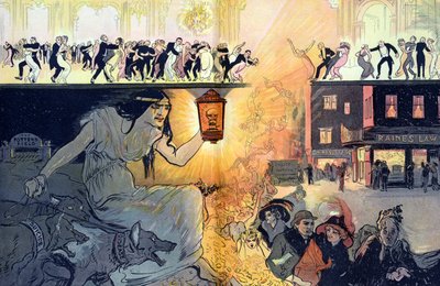 La danza de la muerte, pub. 1912 (litografía en color) de Gordon Ross